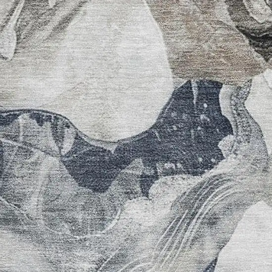 Ivory Gray And Charcoal Abstract Washable Area Rug With UV Protection Photo 2