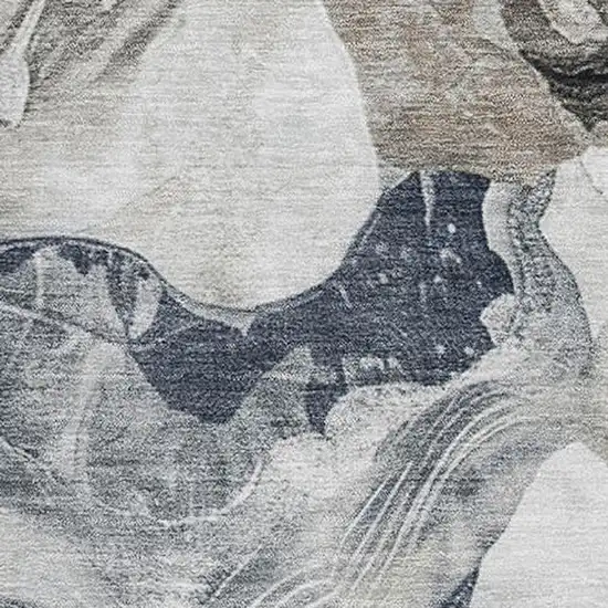 Ivory Gray And Charcoal Abstract Washable Area Rug With UV Protection Photo 2