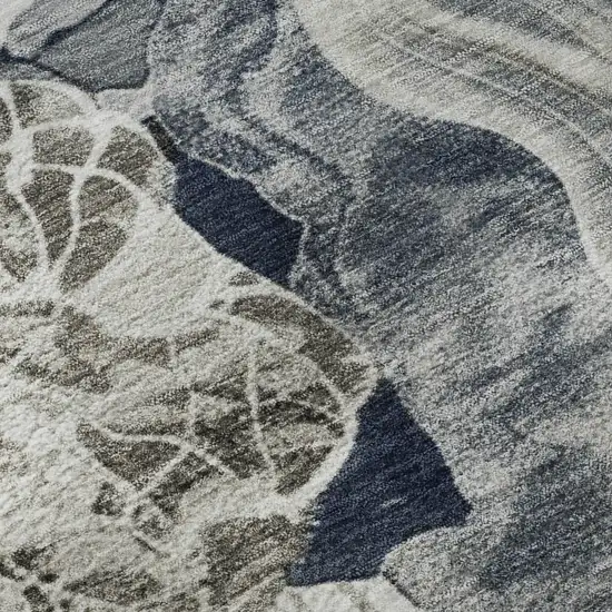 Ivory Gray And Charcoal Abstract Washable Area Rug With UV Protection Photo 9