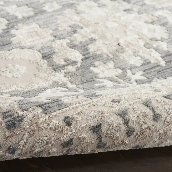Ivory Gray And Charcoal Floral Distressed Non Skid Area Rug Photo 8