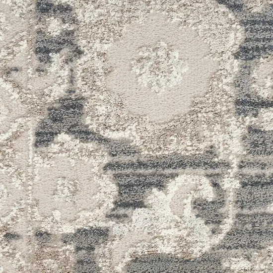Ivory Gray And Charcoal Floral Distressed Non Skid Area Rug Photo 2