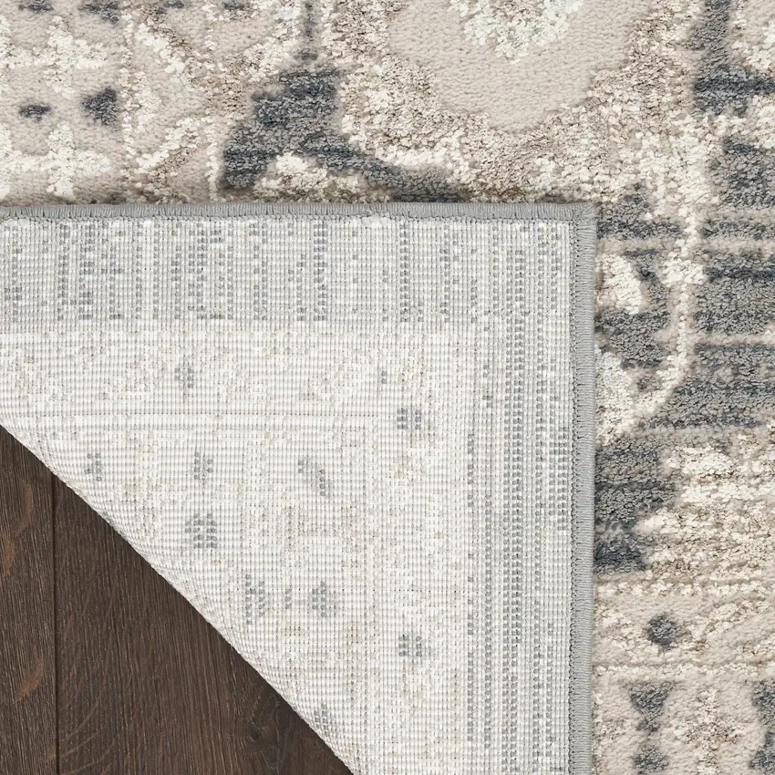 Ivory Gray And Charcoal Floral Distressed Non Skid Area Rug Photo 9