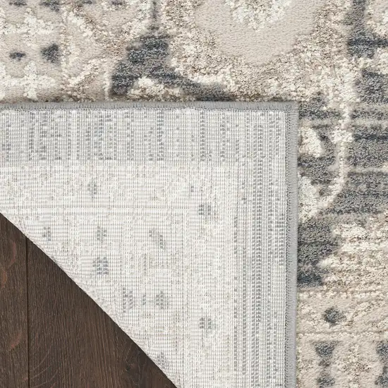 Ivory Gray And Charcoal Floral Distressed Non Skid Area Rug Photo 9