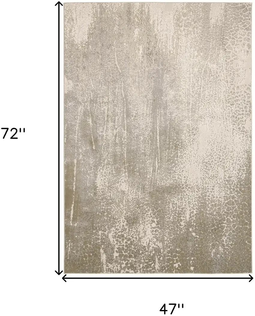 Ivory Gray And Gold Abstract Area Rug Photo 9