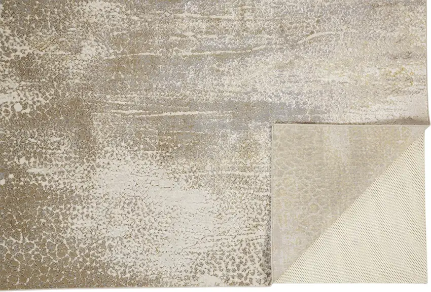 Ivory Gray And Gold Abstract Area Rug Photo 7