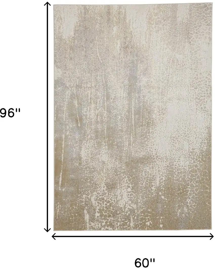 Ivory Gray And Gold Abstract Stain Resistant Area Rug Photo 3