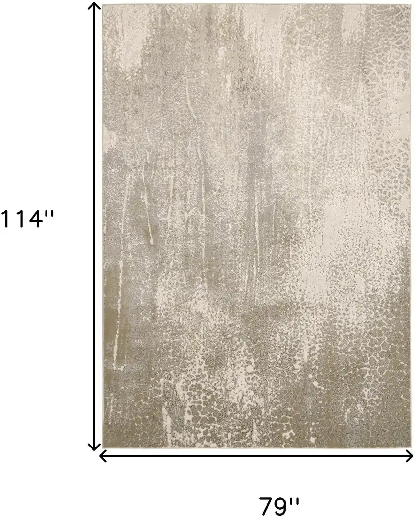 Ivory Gray And Gold Abstract Stain Resistant Area Rug Photo 9