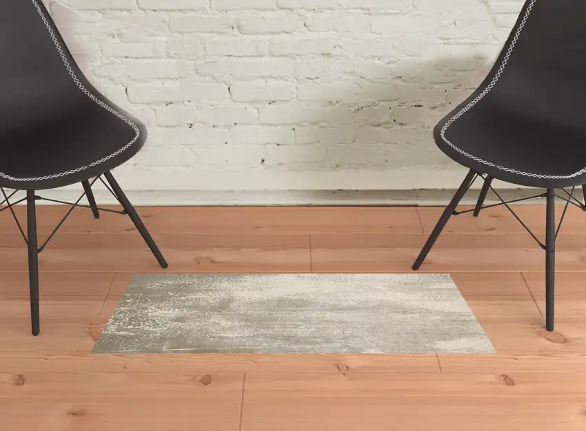 Ivory Gray And Gold Abstract Stain Resistant Area Rug Photo 2