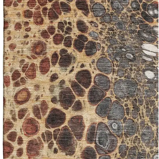 Ivory Gray And Gold Abstract Washable Area Rug With UV Protection Photo 4