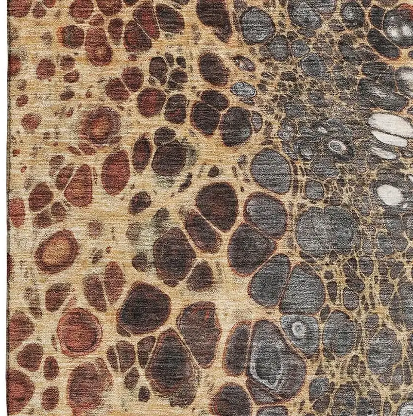 Ivory Gray And Gold Abstract Washable Area Rug With UV Protection Photo 4