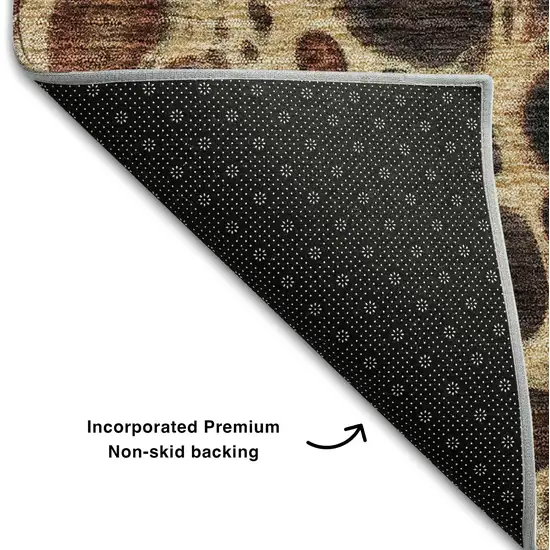 Ivory Gray And Gold Abstract Washable Area Rug With UV Protection Photo 6