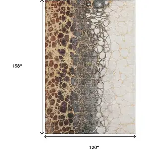 Photo of Ivory Gray And Gold Abstract Washable Area Rug With UV Protection