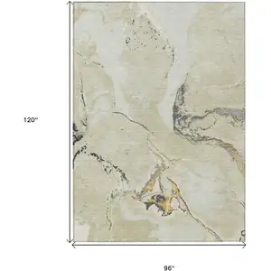 Photo of Ivory Gray And Gold Abstract Washable Indoor Outdoor Area Rug