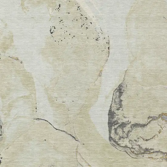 Ivory Gray And Gold Abstract Washable Indoor Outdoor Area Rug Photo 5