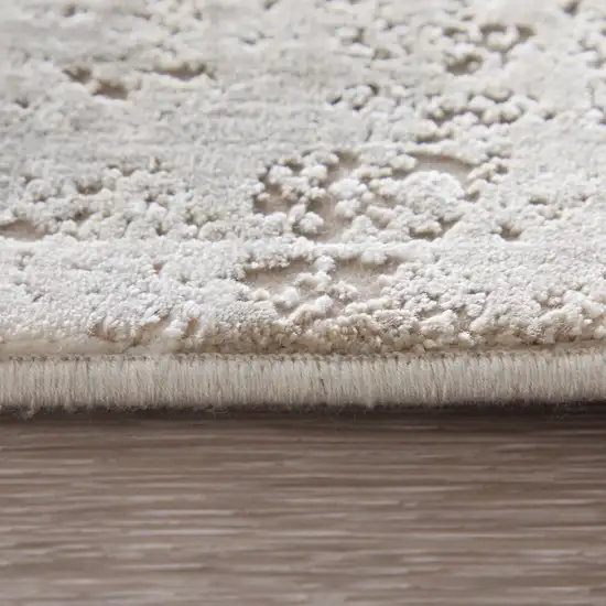 Ivory Gray And Gold Floral Area Rug With Fringe Photo 4