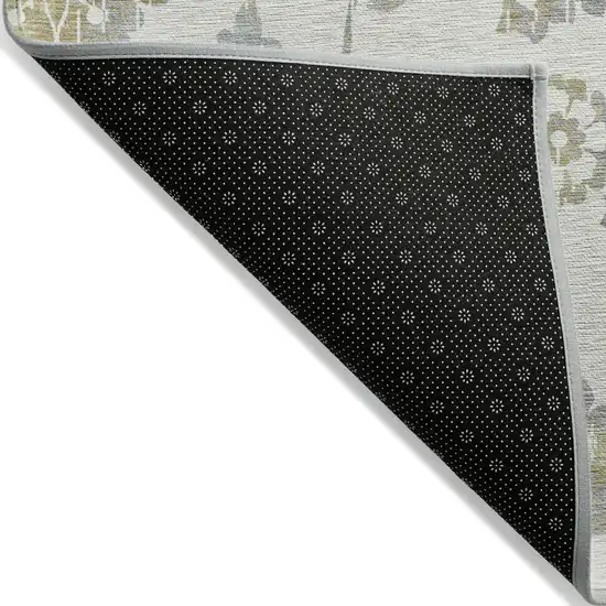 Ivory Gray And Gold Floral Washable Indoor Outdoor Area Rug Photo 5