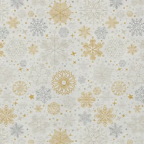 Ivory Gray And Gold Medallion Washable Indoor Outdoor Area Rug Photo 3