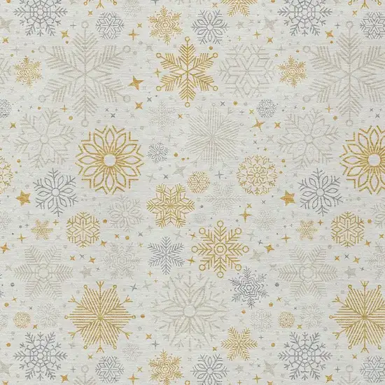 Ivory Gray And Gold Medallion Washable Indoor Outdoor Area Rug Photo 3