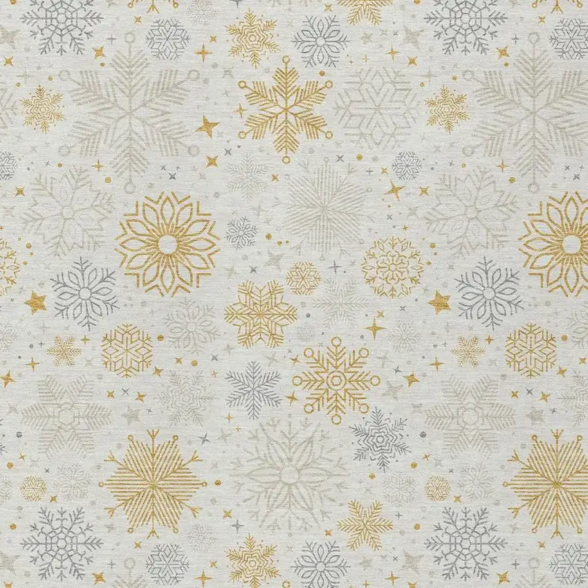 Ivory Gray And Gold Medallion Washable Indoor Outdoor Area Rug Photo 3