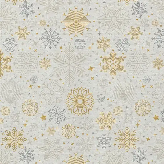 Ivory Gray And Gold Medallion Washable Indoor Outdoor Area Rug Photo 3