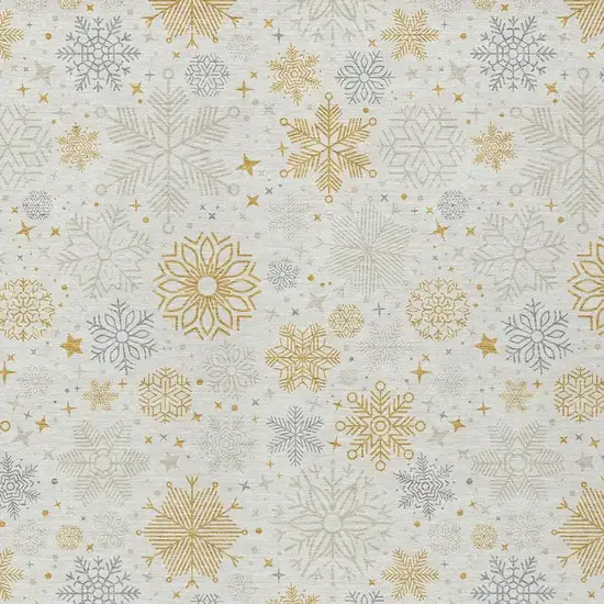 Ivory Gray And Gold Medallion Washable Indoor Outdoor Area Rug Photo 3