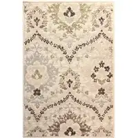 Photo of Ivory Gray And Olive Floral Stain Resistant Area Rug