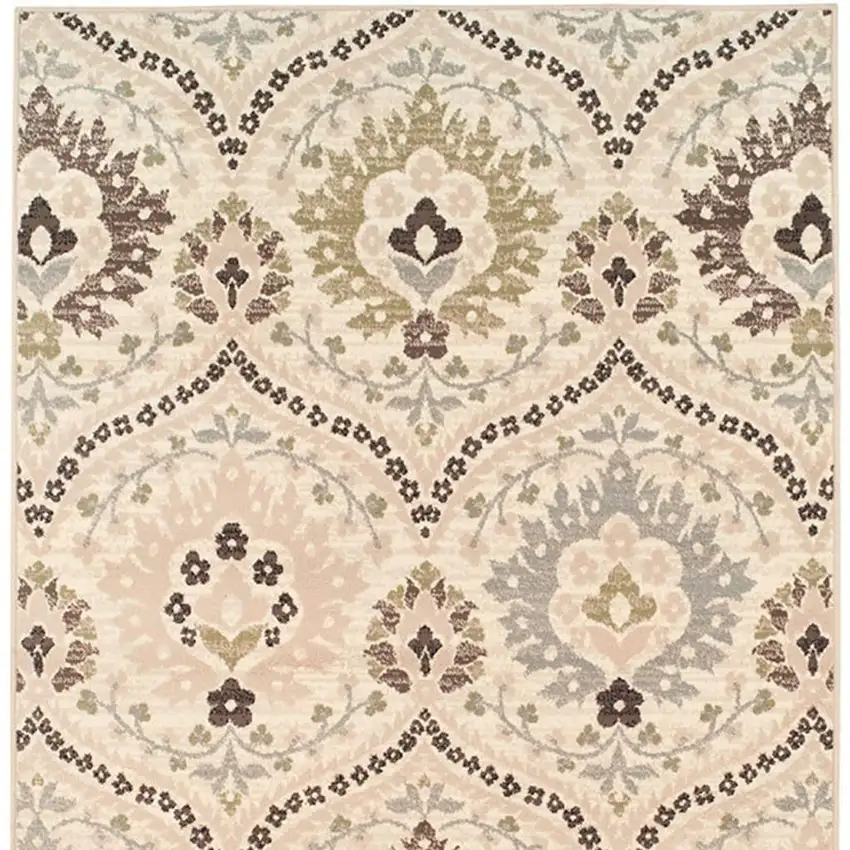 Gray And Ivory Floral Area Rug Photo 5