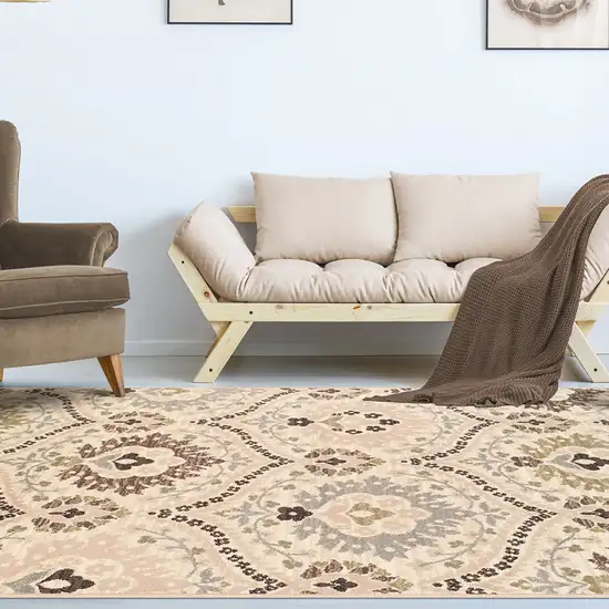 Gray And Ivory Floral Area Rug Photo 6