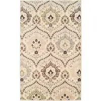 Photo of Ivory Gray And Olive Floral Stain Resistant Area Rug