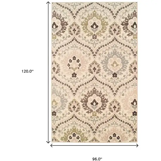 Gray And Ivory Floral Area Rug Photo 3