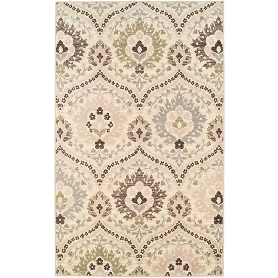 Gray And Ivory Floral Area Rug Photo 2