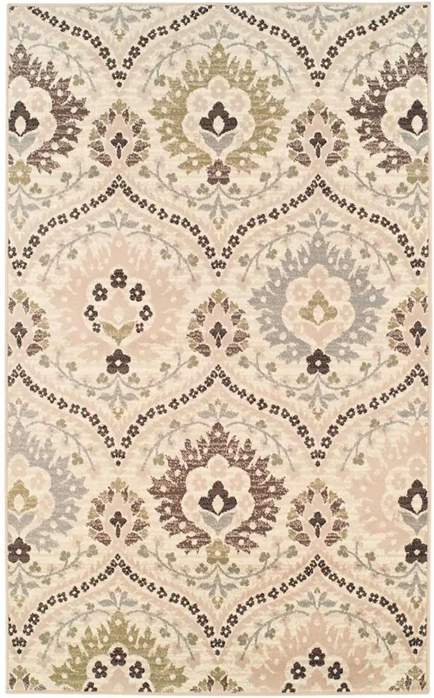 Gray And Ivory Floral Area Rug Photo 2