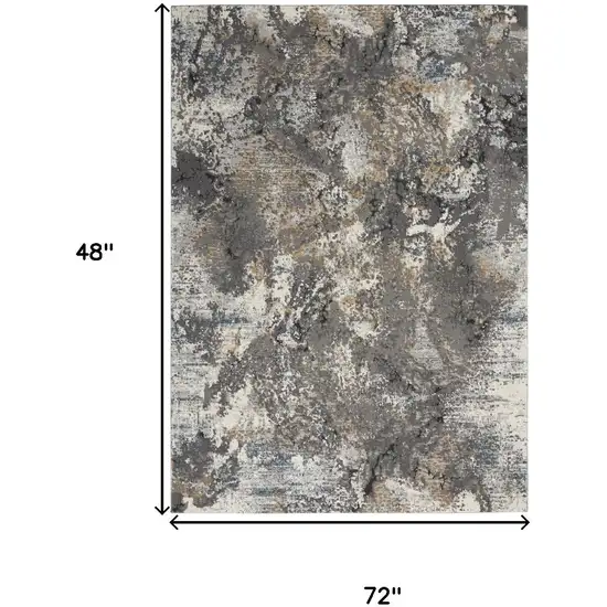 Ivory Gray And Orange Abstract Area Rug Photo 3