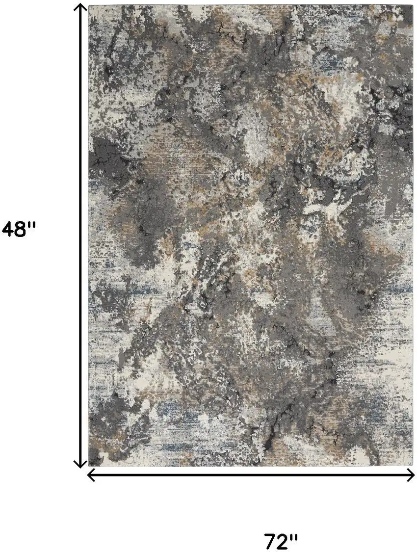 Ivory Gray And Orange Abstract Area Rug Photo 3