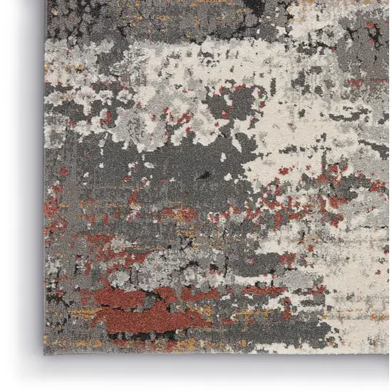 Ivory Gray And Orange Abstract Area Rug Photo 9