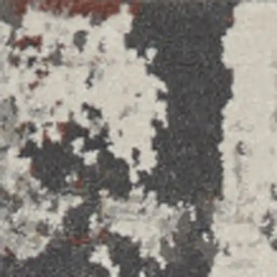 Ivory Gray And Orange Abstract Area Rug Photo 6