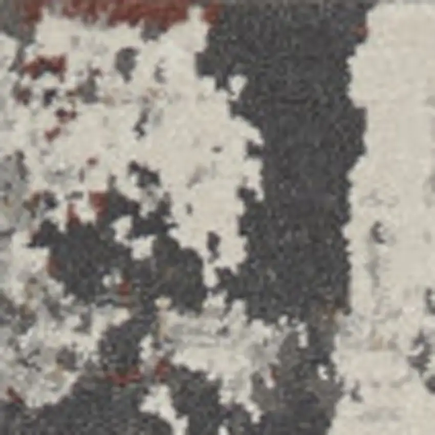 Ivory Gray And Orange Abstract Area Rug Photo 6