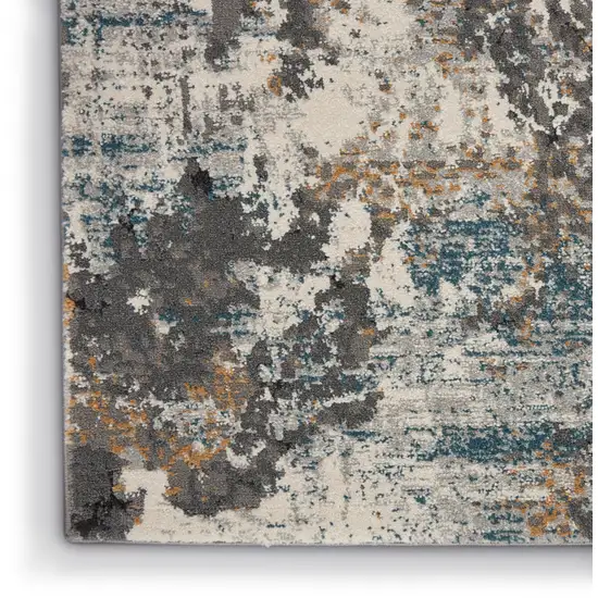 Ivory Gray And Orange Abstract Area Rug Photo 8