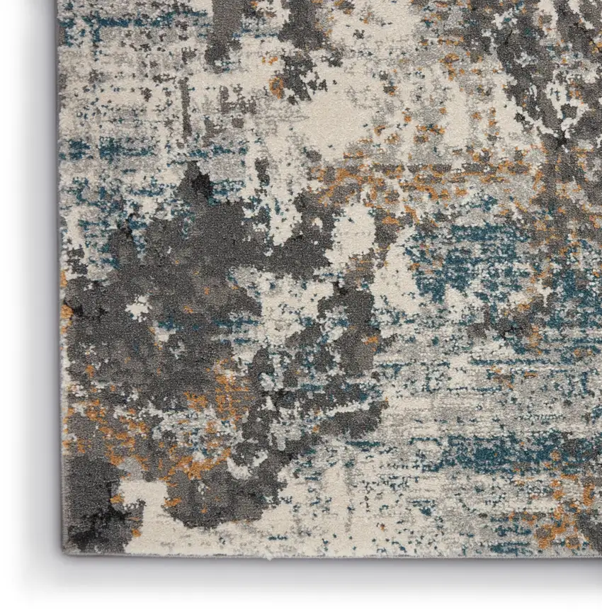 Ivory Gray And Orange Abstract Area Rug Photo 8