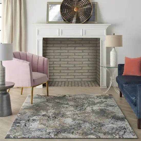 Ivory Gray And Orange Abstract Area Rug Photo 5