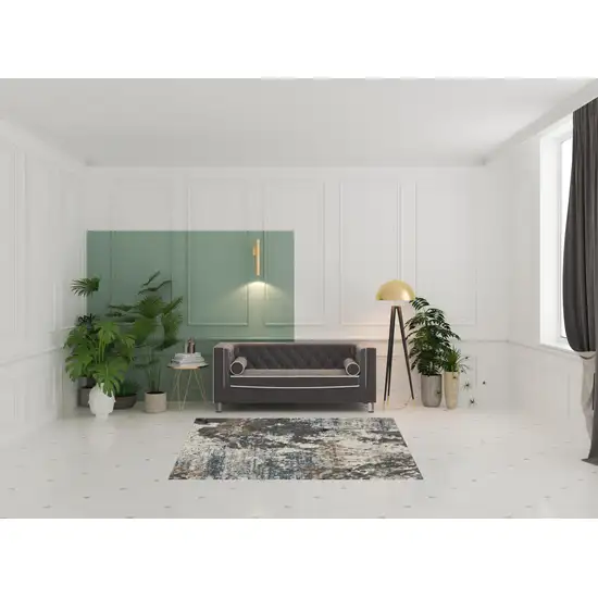 Ivory Gray And Orange Abstract Area Rug Photo 1