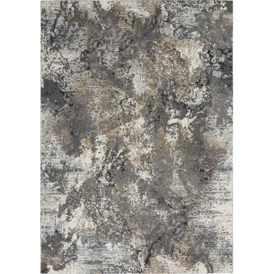Ivory Gray And Orange Abstract Area Rug Photo 2