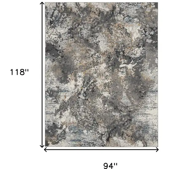 Ivory Gray And Orange Abstract Area Rug Photo 3