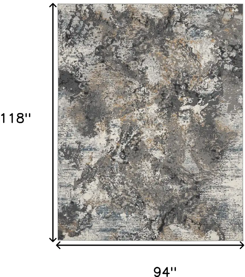 Ivory Gray And Orange Abstract Area Rug Photo 3