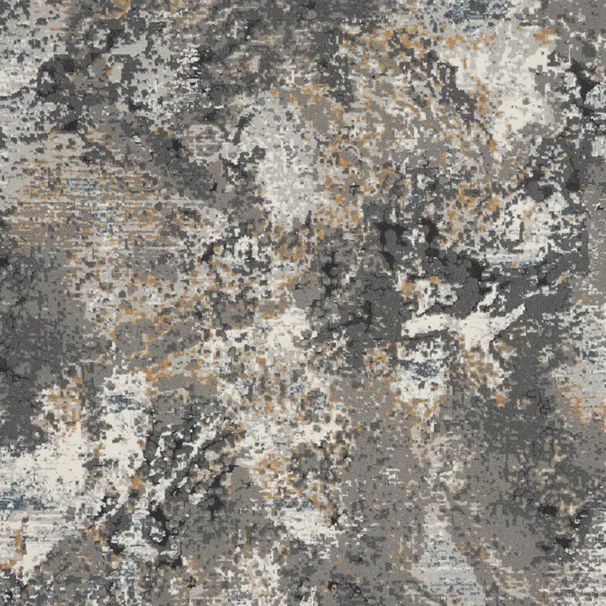 Ivory Gray And Orange Abstract Area Rug Photo 7