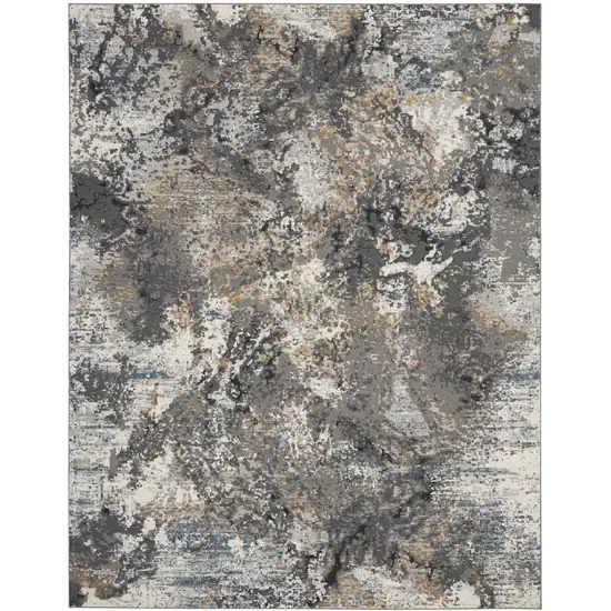 Ivory Gray And Orange Abstract Area Rug Photo 2
