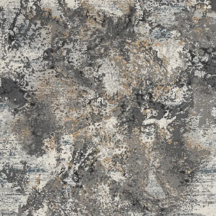 Ivory Gray And Orange Abstract Area Rug Photo 8