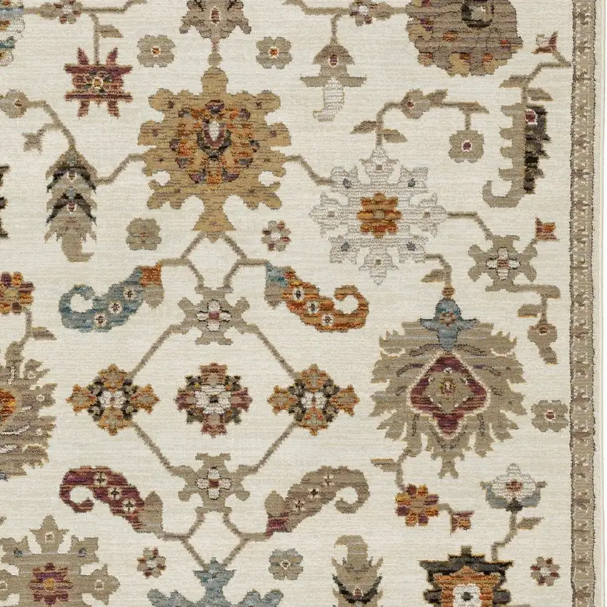 Ivory Gray And Orange Oriental Area Rug Photo 8