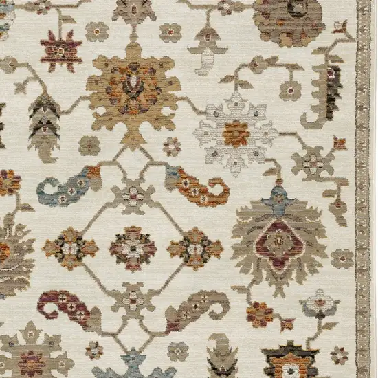 Ivory Gray And Orange Oriental Area Rug Photo 8