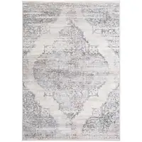 Photo of Ivory Gray And Pink Abstract Distressed Area Rug With Fringe